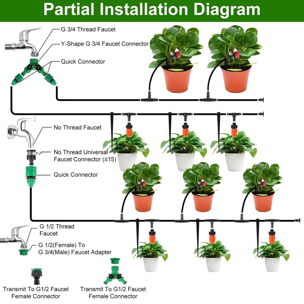 164FT Drip Irrigation Kit Automatic Garden Irrigation System by DailySale