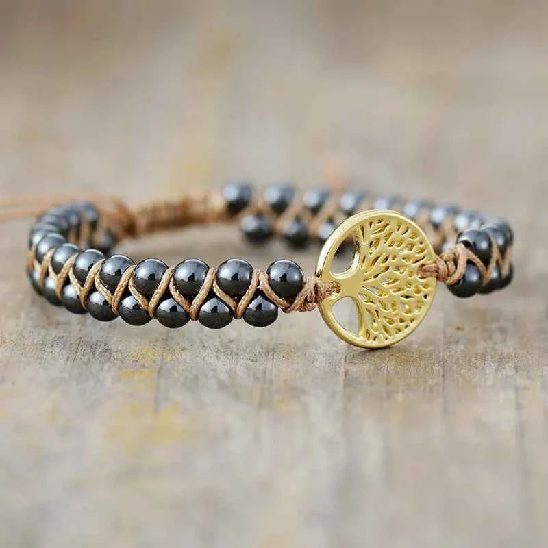 Alloy Braided Natural Stone Bracelet