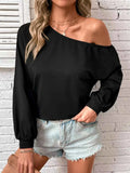 Asymmetrical Long Sleeve One Shoulder Sweatshirt