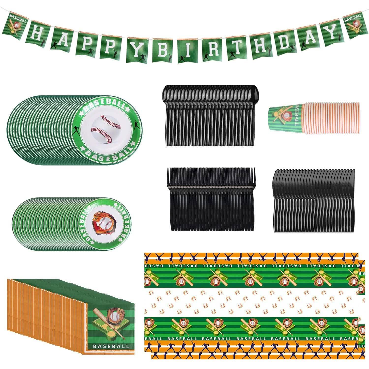 171-Pieces: Baseball Birthday Party Disposable Dinnerware Set by DailySale