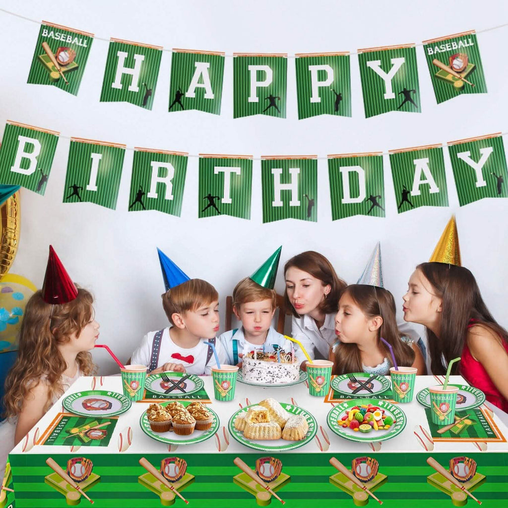 171-Pieces: Baseball Birthday Party Disposable Dinnerware Set by DailySale