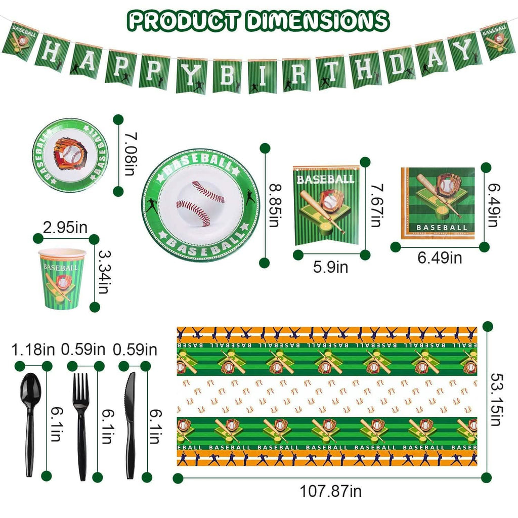 171-Pieces: Baseball Birthday Party Disposable Dinnerware Set by DailySale