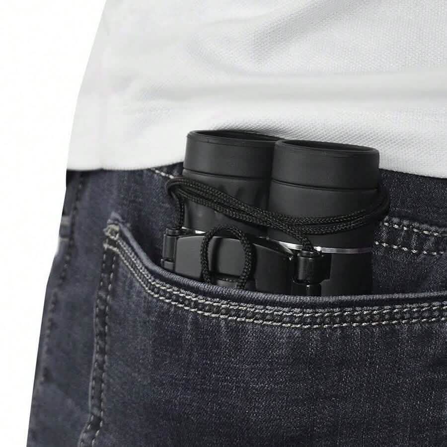 High Powered Mini Pocket Binoculars 10x25 with Phone Adapter – Compact, Lightweight, Portable – Black by DailySale
