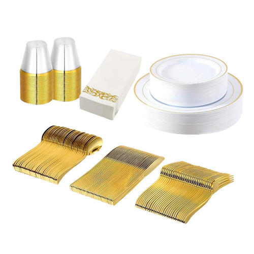 175-Pieces: Disposable Gold Dinnerware Set by DailySale