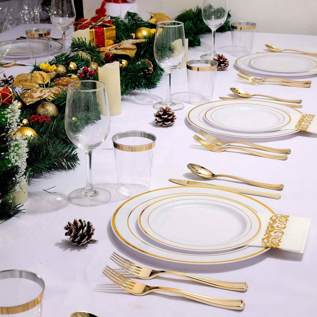 175-Pieces: Disposable Gold Dinnerware Set by DailySale