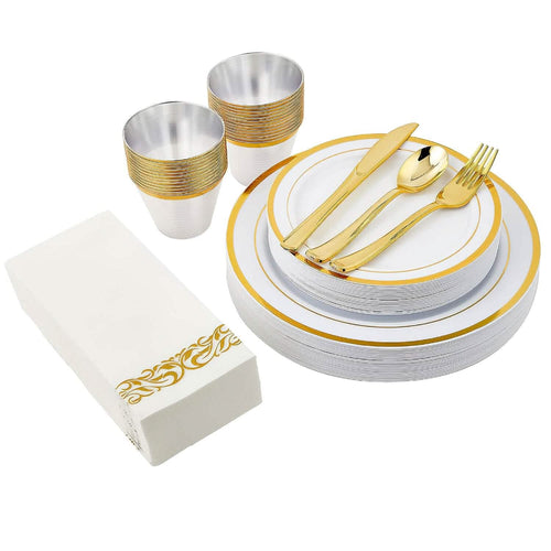 175-Pieces: Disposable Gold Dinnerware Set by DailySale