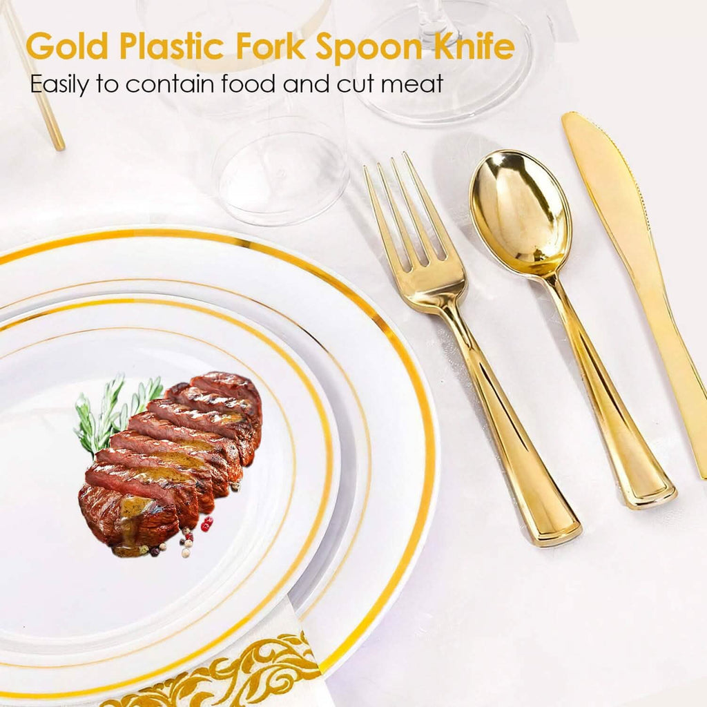 175-Pieces: Disposable Gold Dinnerware Set by DailySale