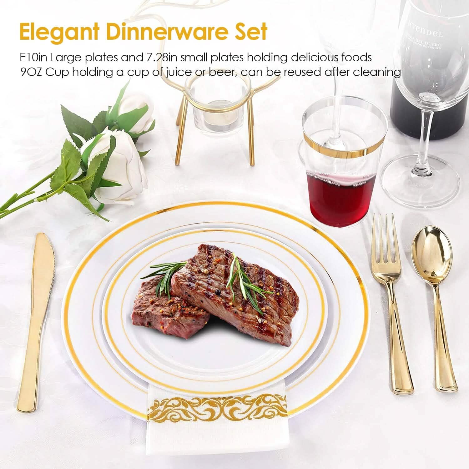175-Pieces: Disposable Gold Dinnerware Set by DailySale