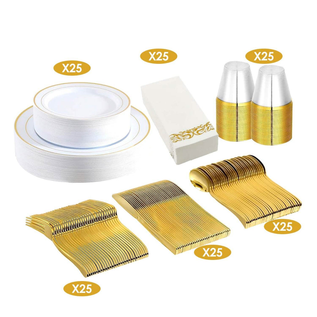 175-Pieces: Disposable Gold Dinnerware Set by DailySale