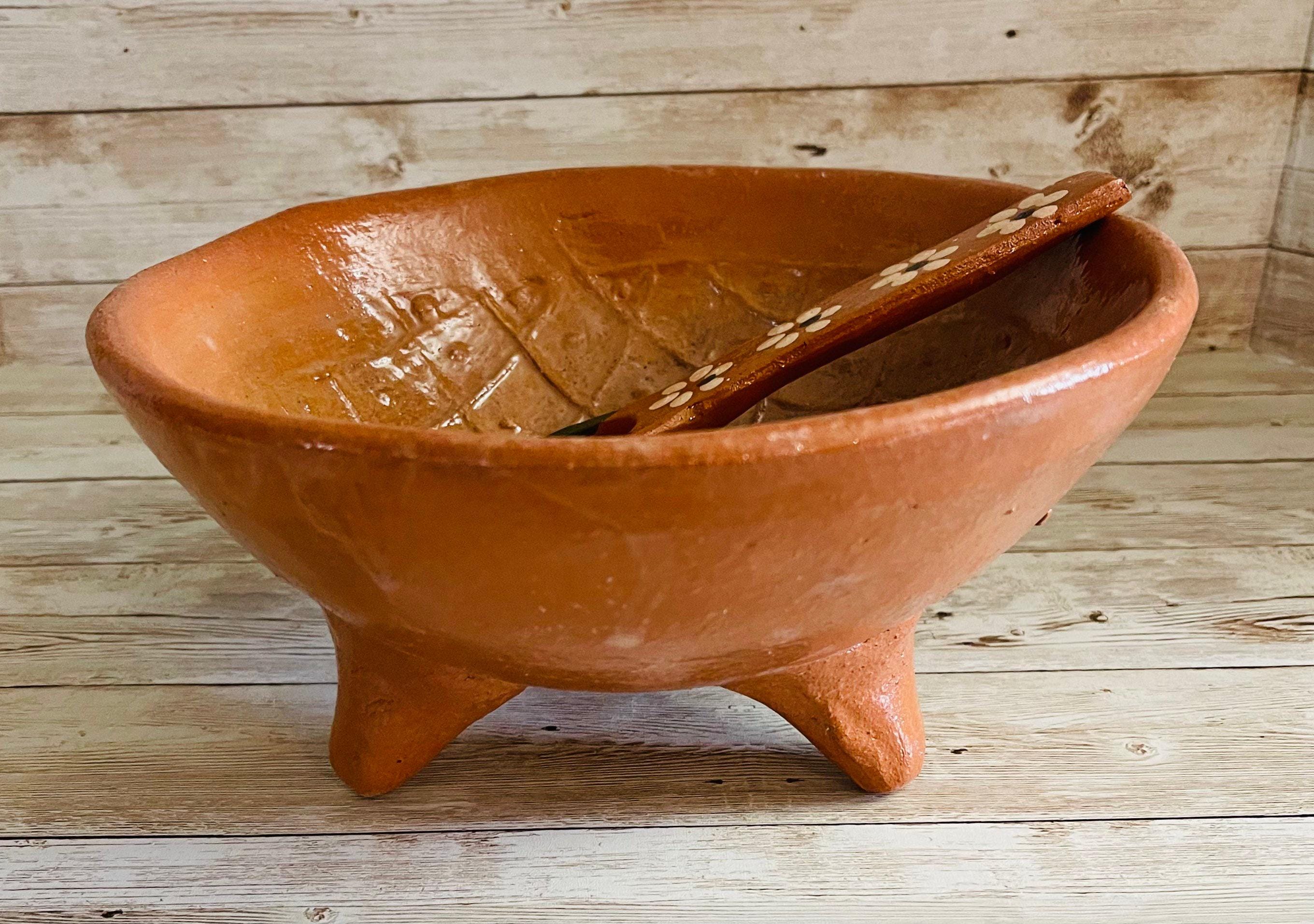Authentic Mexican Molcajete with Spoon Molcajete Mexicano de Barro con Cuchara by Chica Mexico