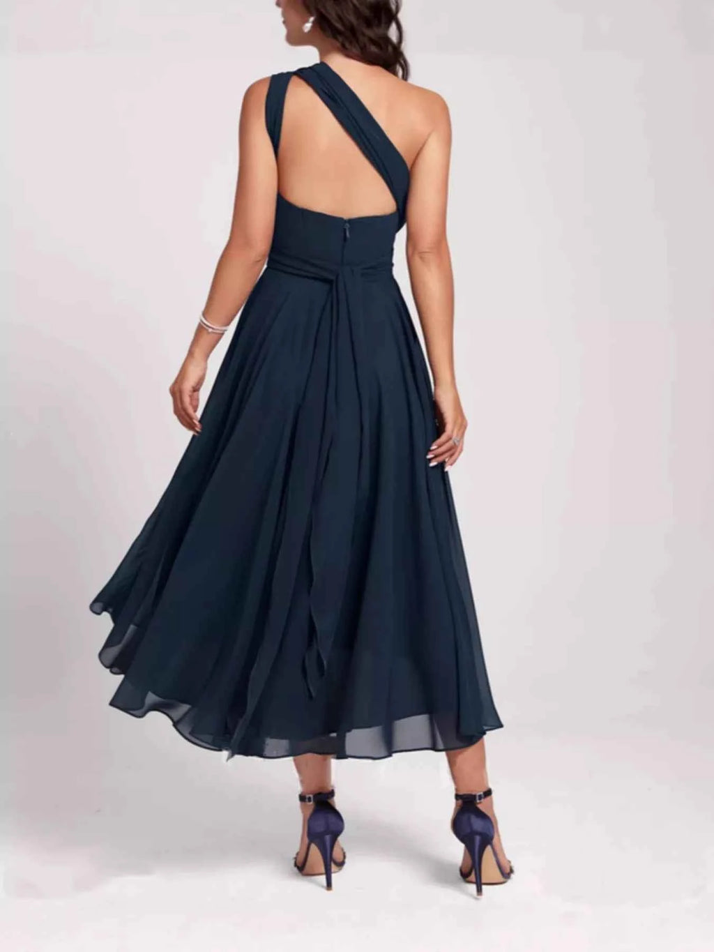 Ruched Crisscross A Line Midi Dress