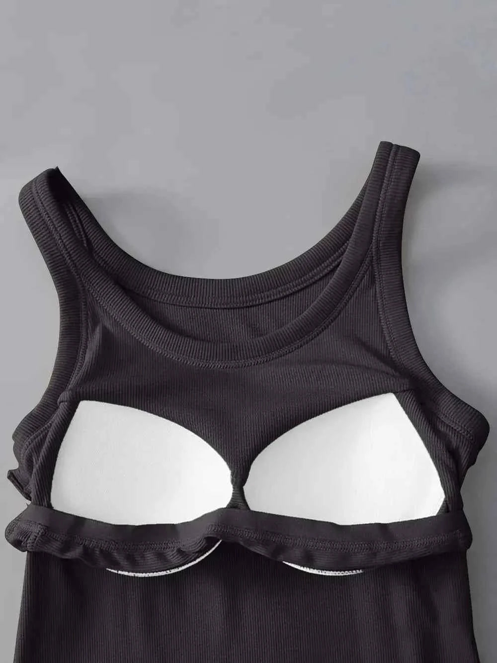 Round Neck Tank Top with Built In Bra