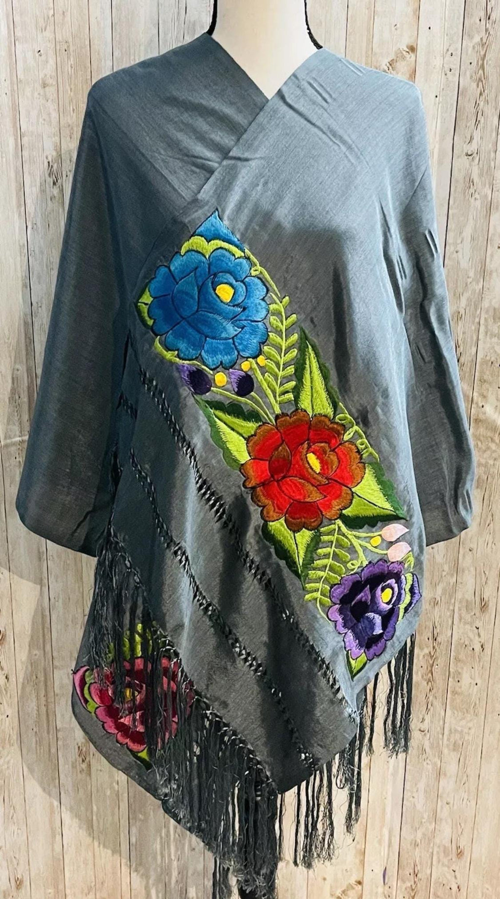 Embroidered Silk Handmade Mexican Shawls Rebosos Bordados en Ceda by Chica Mexico