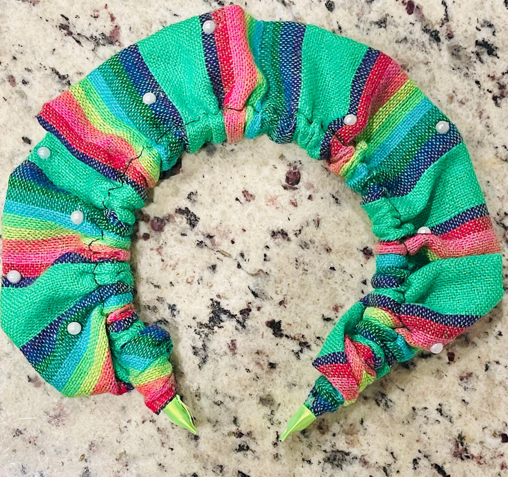 2x Diademas Mexicana Artesanales Tela Cambaya 2x Mexican Sarape Headbands Cambaya Cloth by Chica Mexico