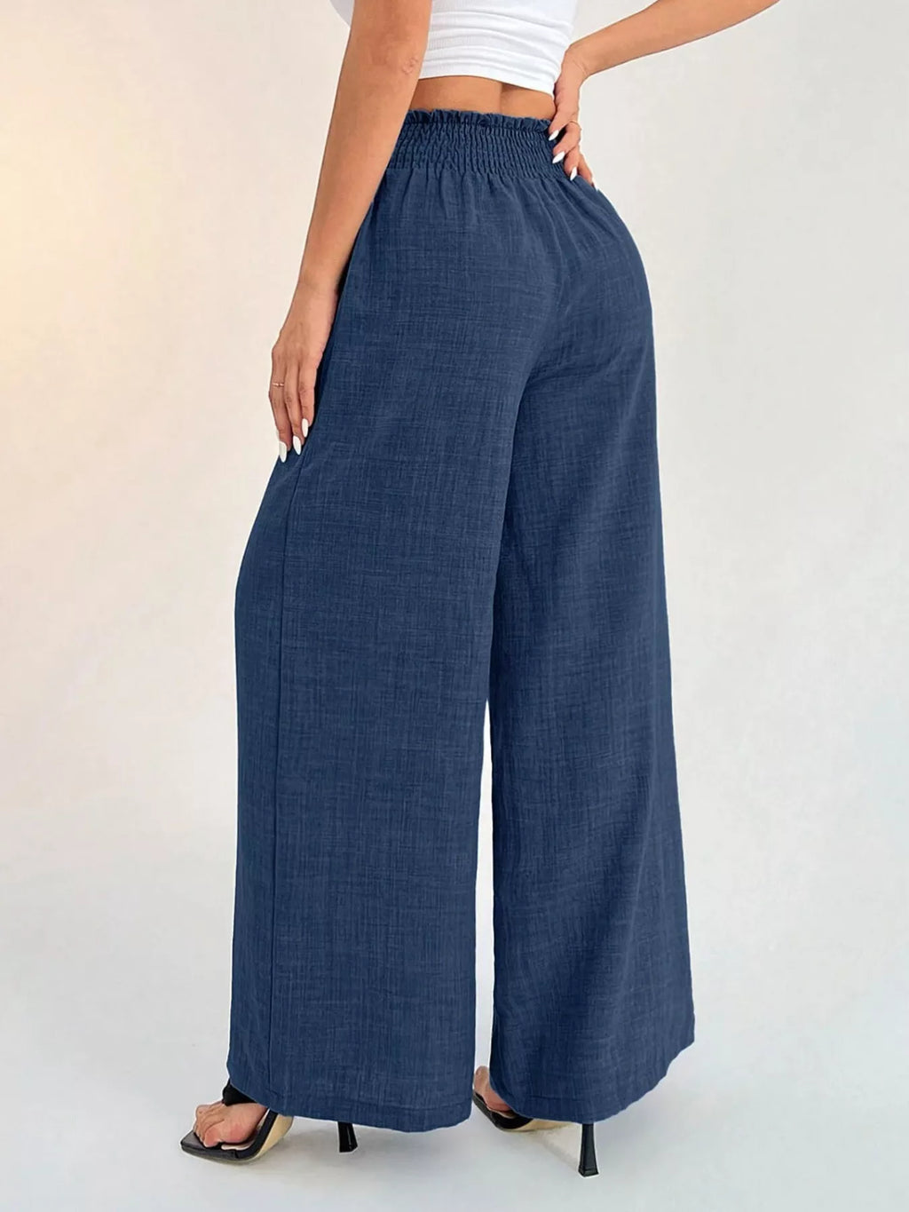 Elastic Waist Wide Leg Pants by Simply Love