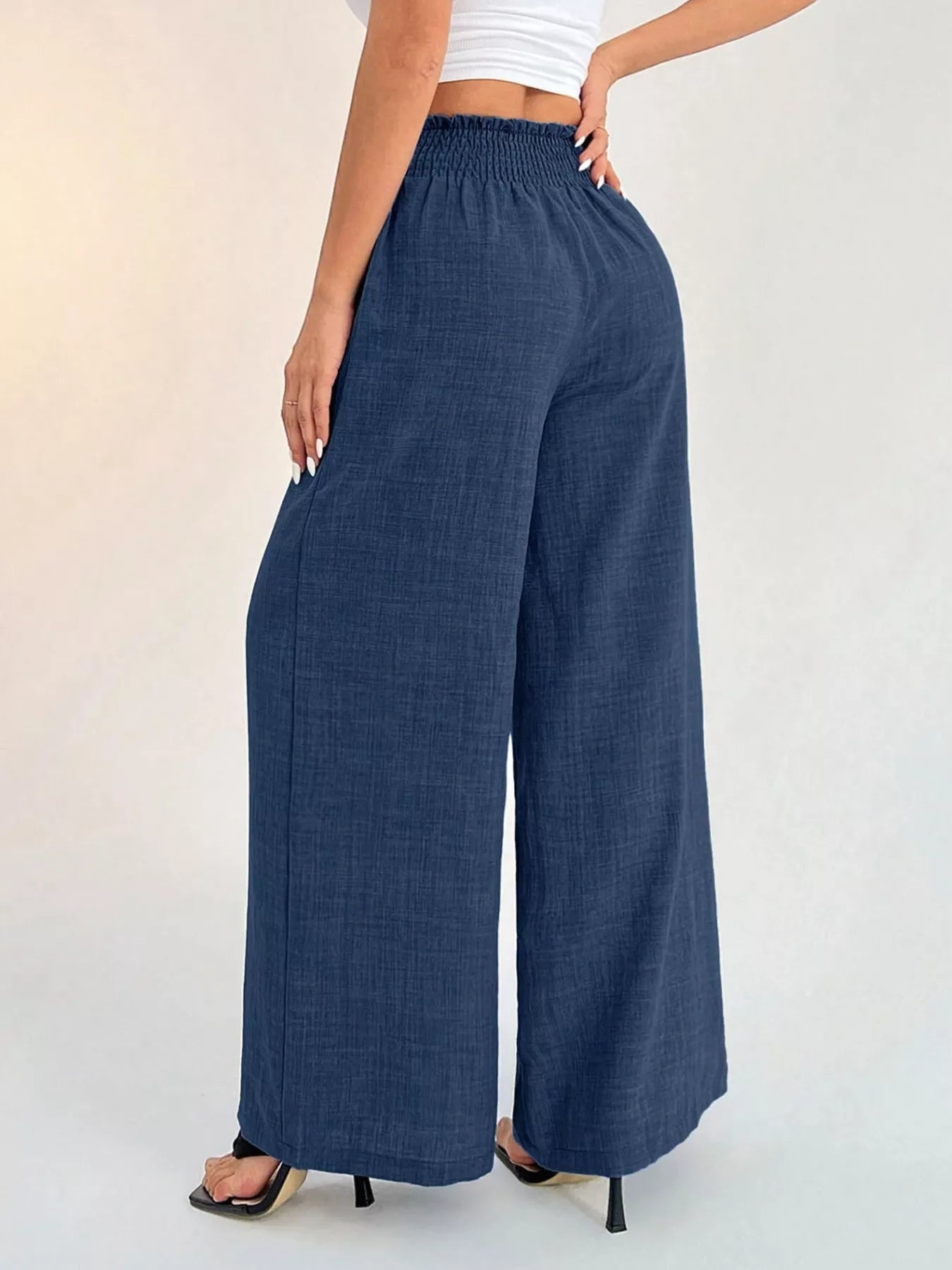 Elastic Waist Wide Leg Pants by Simply Love