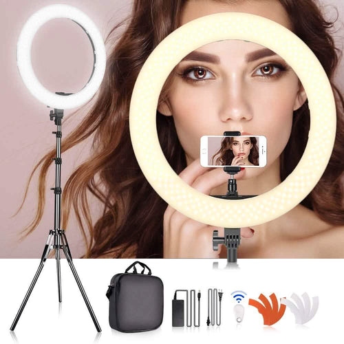 18" LED Ring Light 55W 3200K-5 600K Dimmable Selfie Ring Light by DailySale
