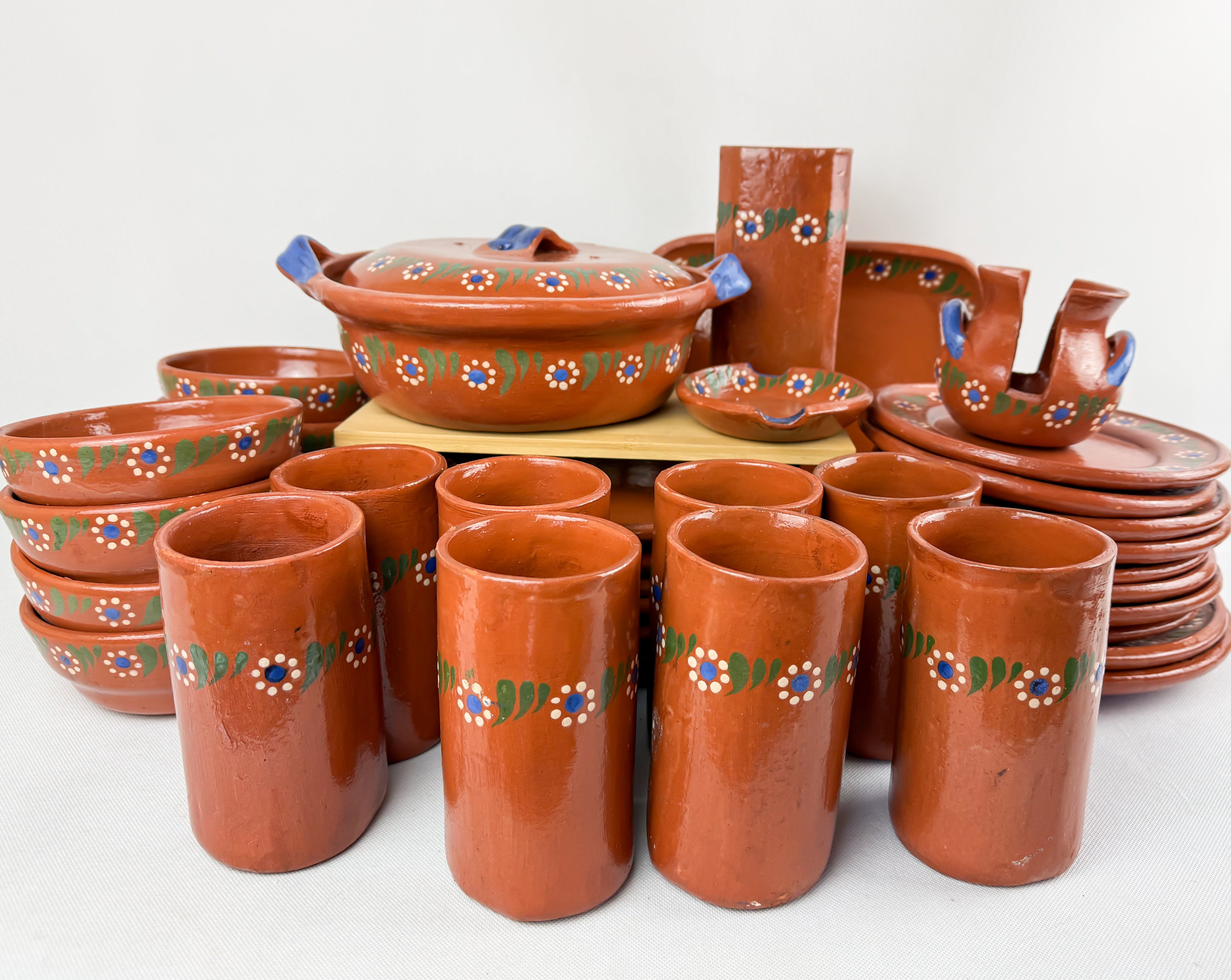 Michoacan Red Clay Pottery Dinnerware Set - Vajilla de Barro by TheMexHub