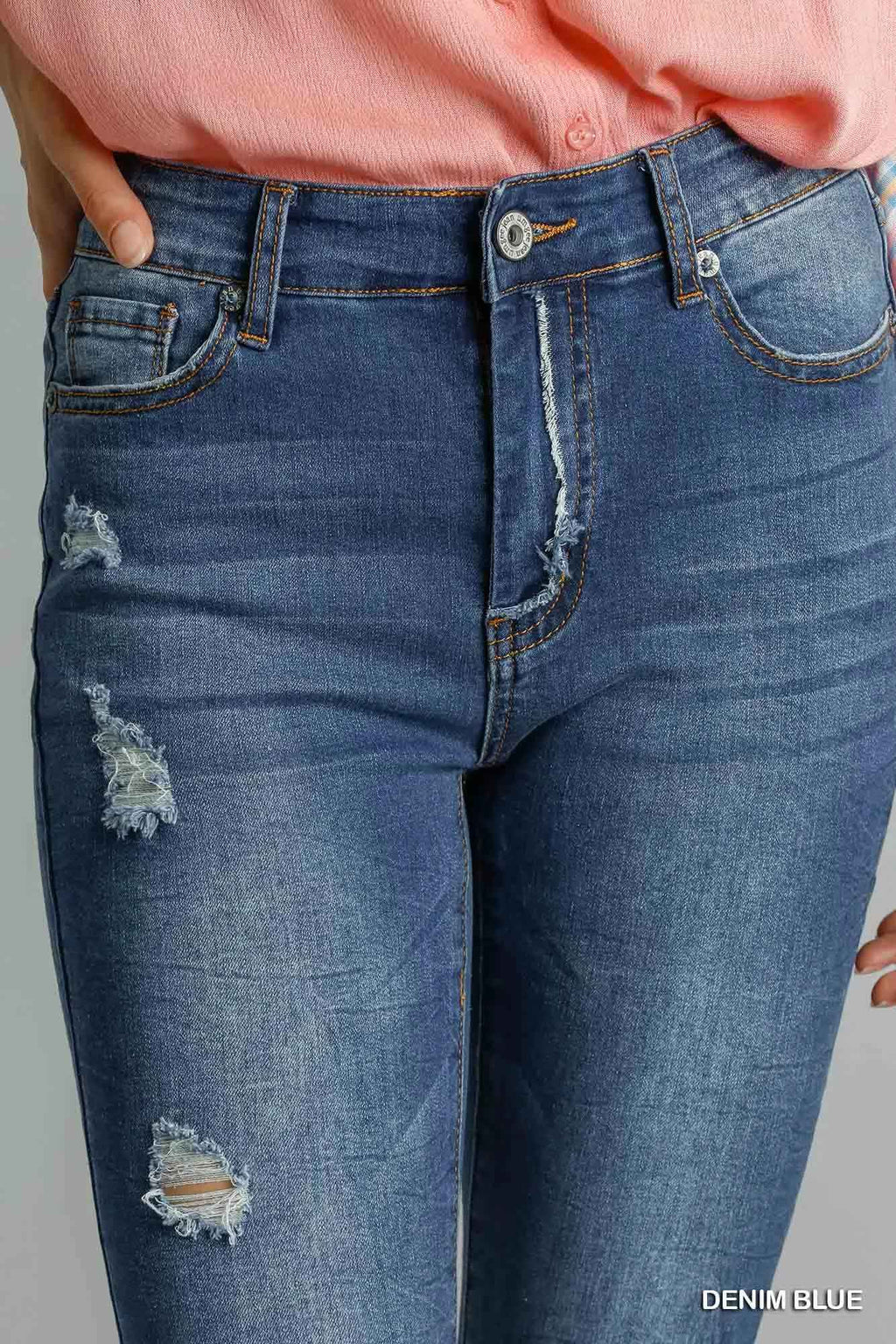 Umgee High-Waist Distressed Skinny Jeans