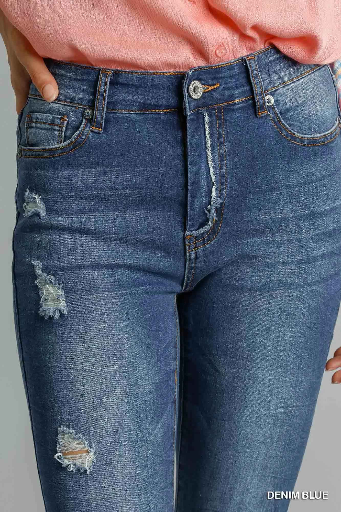 Umgee High-Waist Distressed Skinny Jeans