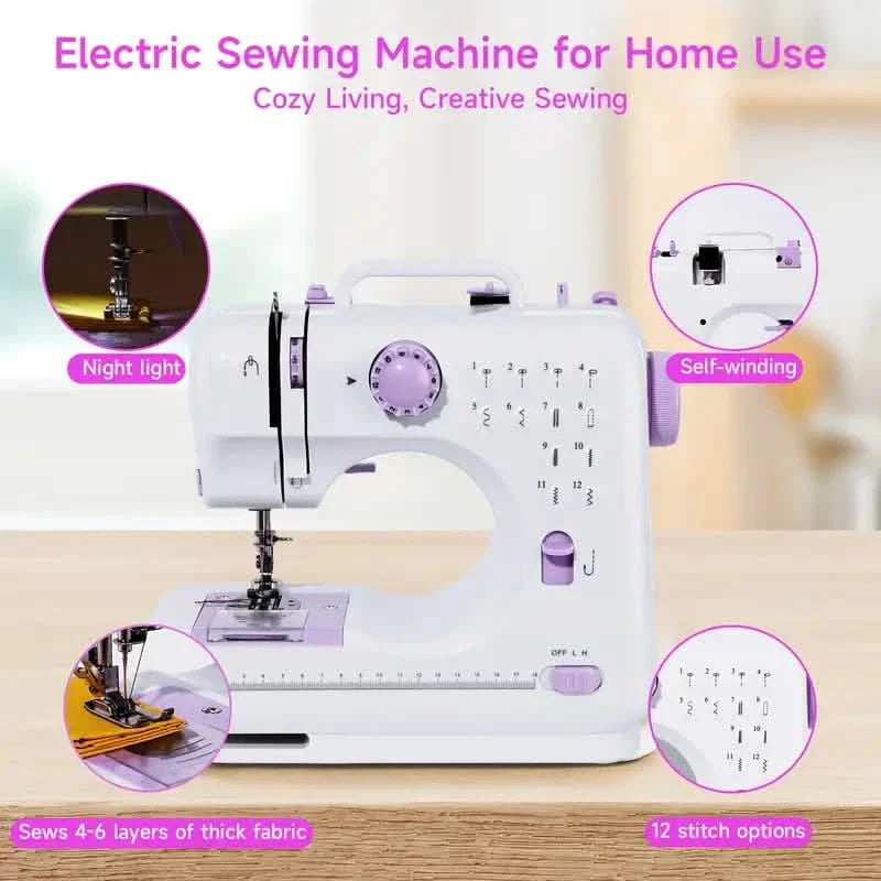 Pro Portable Electric Sewing Machine – 12 Stitches, Adjustable Speed, Multifunctional by DailySale