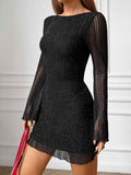 Backless Long Sleeve Mini Dress