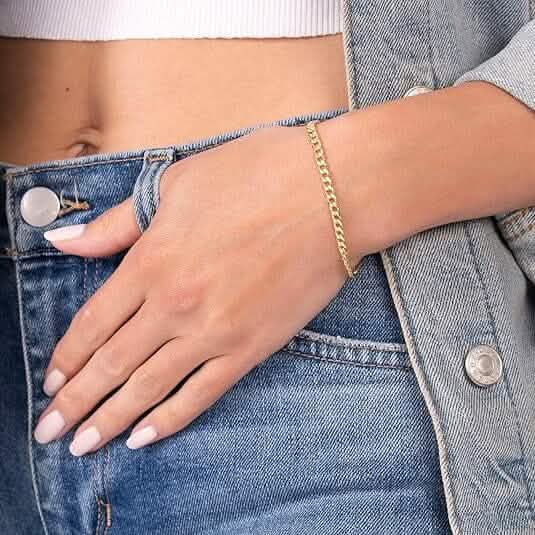 18K Gold Curb Cuban Link Chain Bracelet 8" by DailySale
