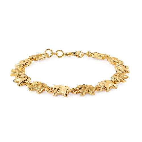 18K Gold Elephant Bracelet For Women 8" by DailySale