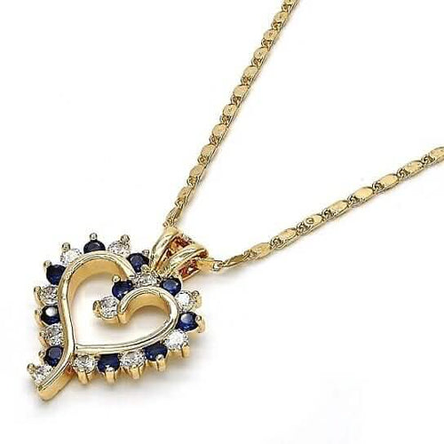 18k Gold Filled Blue Sapphire Micro Pave Heart Necklace by DailySale