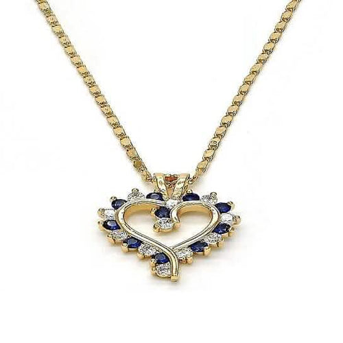 18k Gold Filled Blue Sapphire Micro Pave Heart Necklace by DailySale