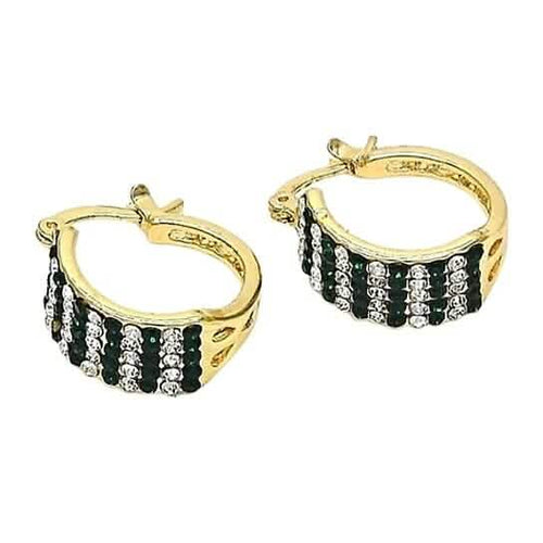 18k Gold-filled Emerald Crystal Pavé High-polish Cubic Zirconia Earrings by DailySale