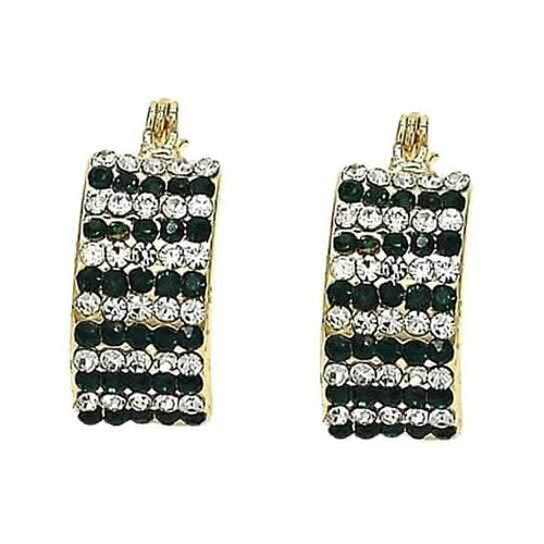 18k Gold-filled Emerald Crystal Pavé High-polish Cubic Zirconia Earrings by DailySale