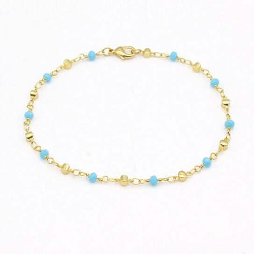 18k Gold Filled High Finish Polish Turquoise Ball Ankle Bracelet by DailySale