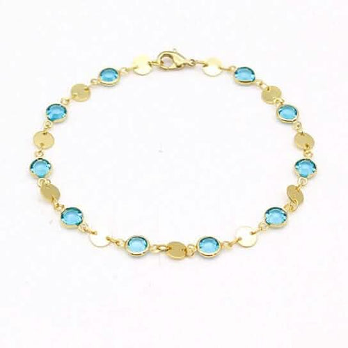 18k Gold Filled High Polish Finish Aquamarine Crystal Ankle Bracelet by DailySale