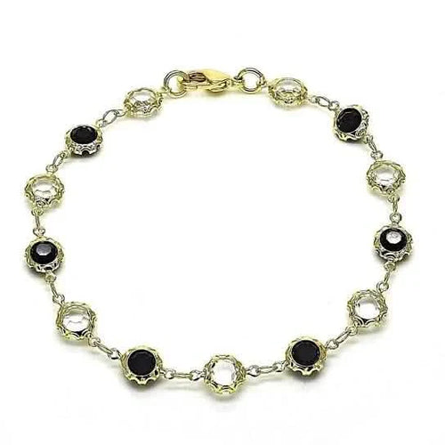 18K Gold Filled High Polish Finish Black and White Made With Crystal Round Ankle Bracelet by DailySale