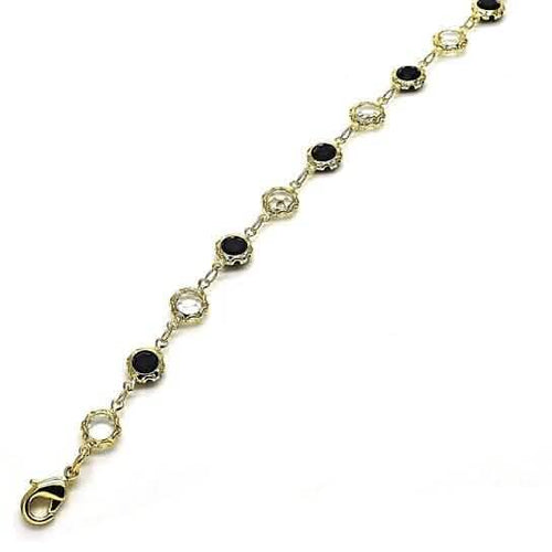18K Gold Filled High Polish Finish Black and White Made With Crystal Round Ankle Bracelet by DailySale