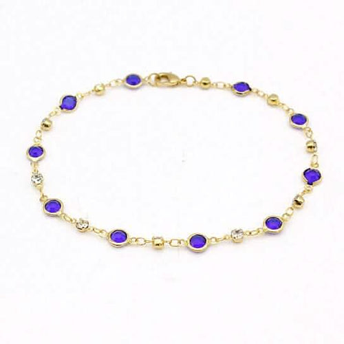 18k Gold Filled High Polish Finish Blue Crystal Ankle Bracelet by DailySale
