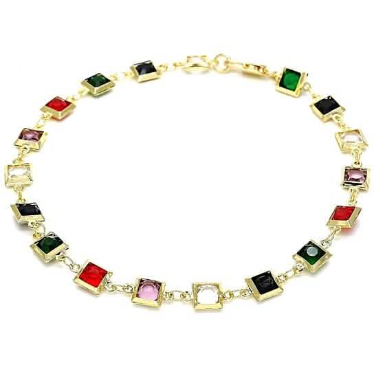 18k Gold Filled High Polish Finish Dark Block Crystal Anklet by DailySale