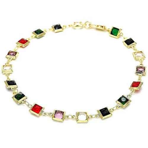18k Gold Filled High Polish Finish Dark Block Crystal Anklet by DailySale