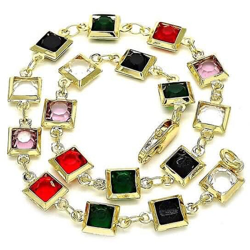 18k Gold Filled High Polish Finish Dark Block Crystal Anklet by DailySale