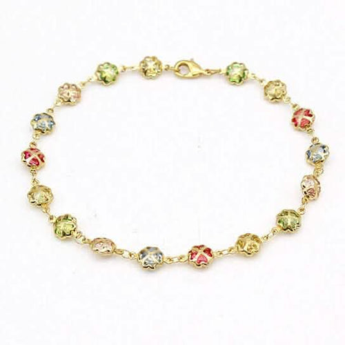 18k Gold Filled High Polish Finish Gold Multi Color Crystal Anklet by DailySale