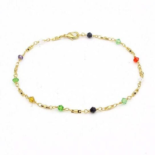 18k Gold Filled High Polish Finish Multi Color Ball Crystal Ankle Bracelet by DailySale