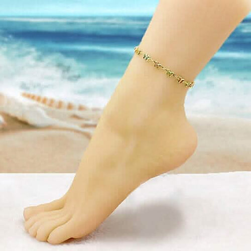 18k Gold Filled High Polish Finish Multi Color Crystal Butterfly Ankle Bracelet by DailySale