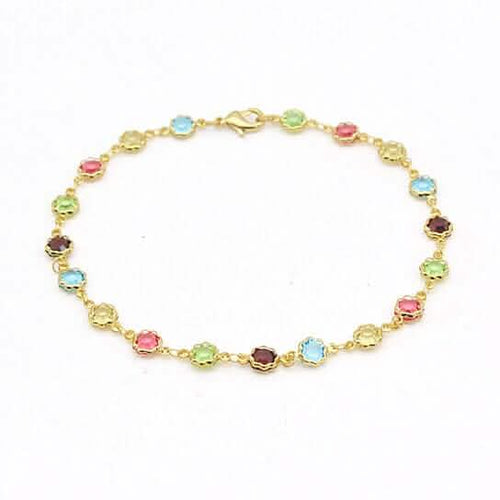 18k Gold Filled High Polish Finish Multi Color Flower Crystal Ankle Bracelet by DailySale