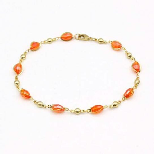 18K Gold Filled High Polish Finish Oval Crystal Ankle Bracelet by DailySale
