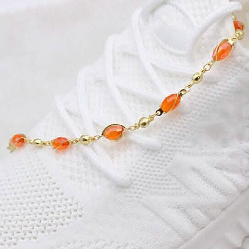 18K Gold Filled High Polish Finish Oval Crystal Ankle Bracelet by DailySale