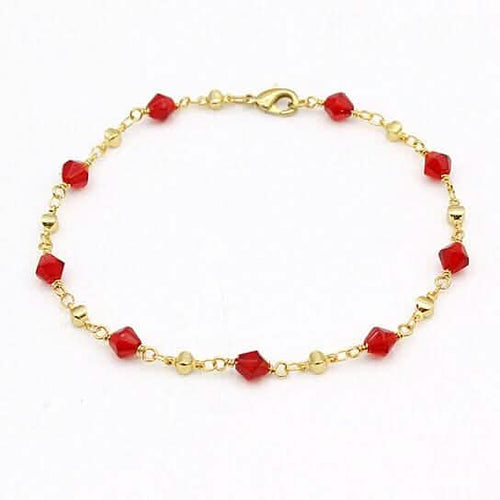 18k Gold Filled High Polish Finish Red Crystal Ankle Bracelet by DailySale