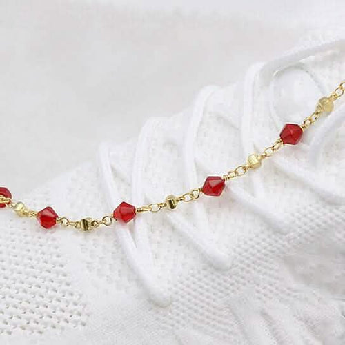 18k Gold Filled High Polish Finish Red Crystal Ankle Bracelet by DailySale