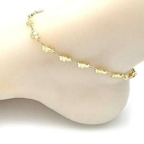 18k Gold Filled High Polish Finsh Elephant Link Anklet Bracelet by DailySale