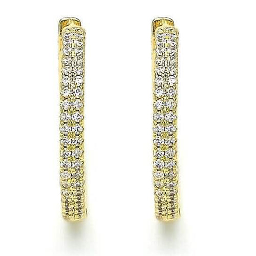 18k Gold Filled High Polish Finsh Huggie Hoop with Crystal, Golden Tone by DailySale